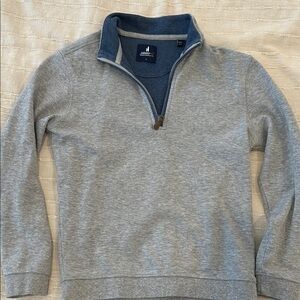 johnnie-O Heather Gray and Navy Zip-Up pullover